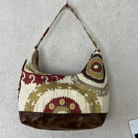 Lolita Chisholm Mandalla Tapestry & Leather Boho Bag With 4 Inner Pockets - Picture 2 of 12